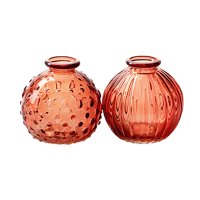 Glasvase "Jive", Vase orange, H: 8,5 cm (2er Set) - kleine Vasen, Blumenvase, Tischdekoration, Deko Hochzeit