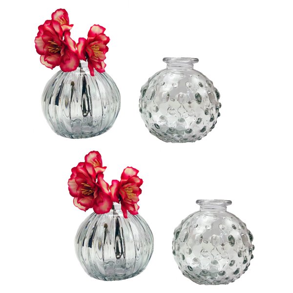 Glasvase Jive, Klarglas Vase, H: 8,5 cm (4er Set) - kleine Vasen, Blumenvase, Tischdekoration, Deko Hochzeit