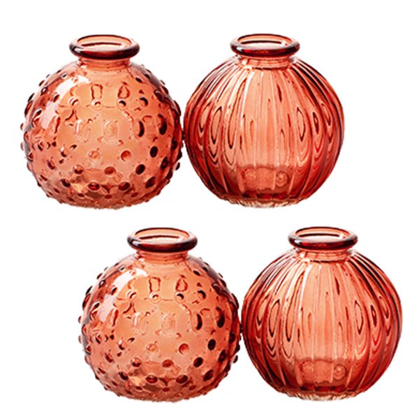 Glasvase Jive, Vase orange, H: 8,5 cm (4er Set) - kleine Vasen, Blumenvase, Tischdekoration, Deko Hochzeit