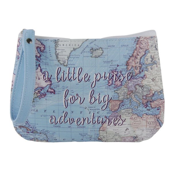 Kleine Kosmetiktasche Travel mit Schlaufe - Schminktasche, Weltkarte, Make up Tasche