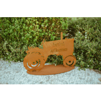 Dekofigur Traktor "Willkommen" auf Standplatte im Rostdesign, Rostfigur, Gartendeko, Metalldeko
