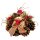 Festliches Adventsgesteck goldene Schleife mit Kerzenhalter, Zapfen und roten Beeren - Adventsdeko (Adventskranz), weihnachtliche Tischdeko