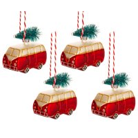 Baumschmuck Bus Transporter 4er Set  - Baumkugel Camper...