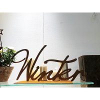 Dekofigur im Rost Design Winter Schriftzug auf Platte -...