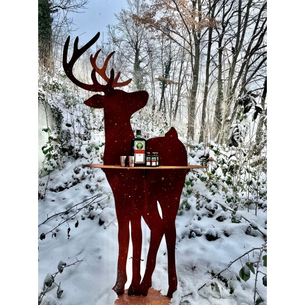 Dekofigur im Rost Design Hirsch groß, 100 cm Rostfigur für den Gart