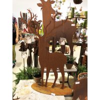 Dekofigur im Rost Design Hirsch groß, 100 cm - Rostfigur für den Garten, Gartendeko