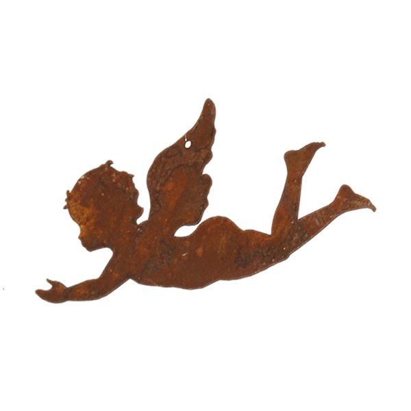 Dekofigur im Rost Design Engel fliegend zum hängen, 15 cm - Rostfigur für den Garten, Gartendeko