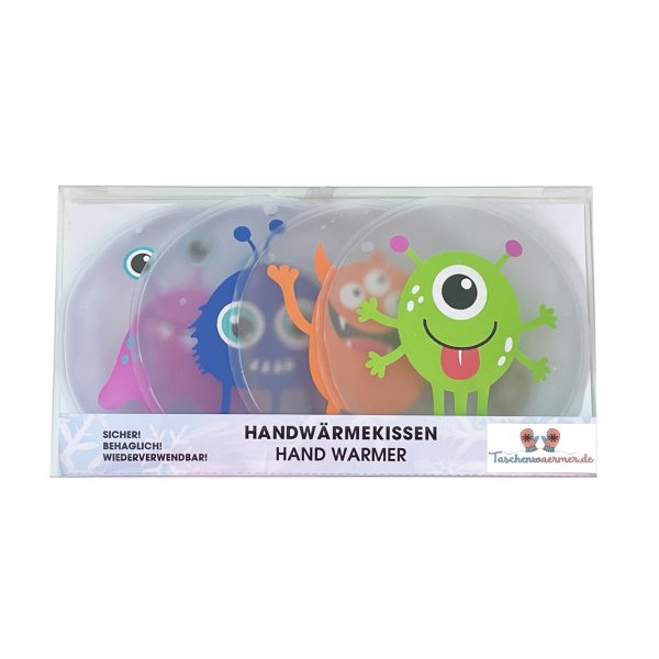 Taschenwrmer Monster 4er Set - Wichtelgeschenk, Handwrmer, Taschenheizkissen, Geschenk fr Kinder