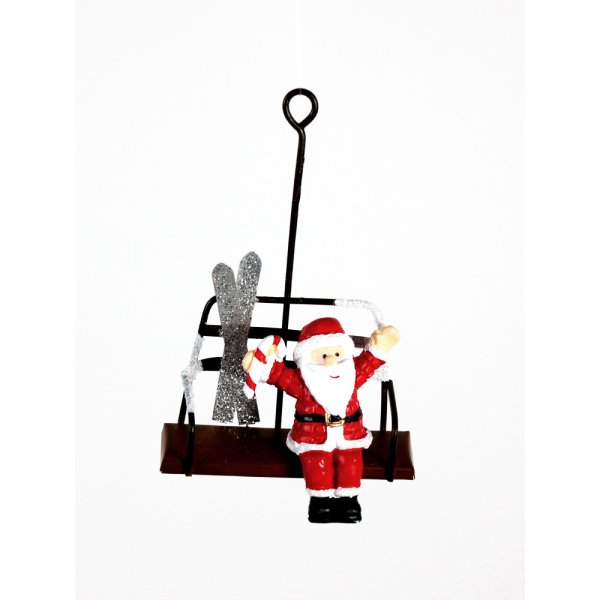 Santa in Ski Gondel zum Aufhängen, Baumschmuck, Baumhänger, Weihnachtsmann, Weihnachts Deko