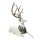 Liegender Hirsch mit großem Geweih und Lorbeerkranz, Deko Figur, Weihnachtsdeko, Schaufenster Deko