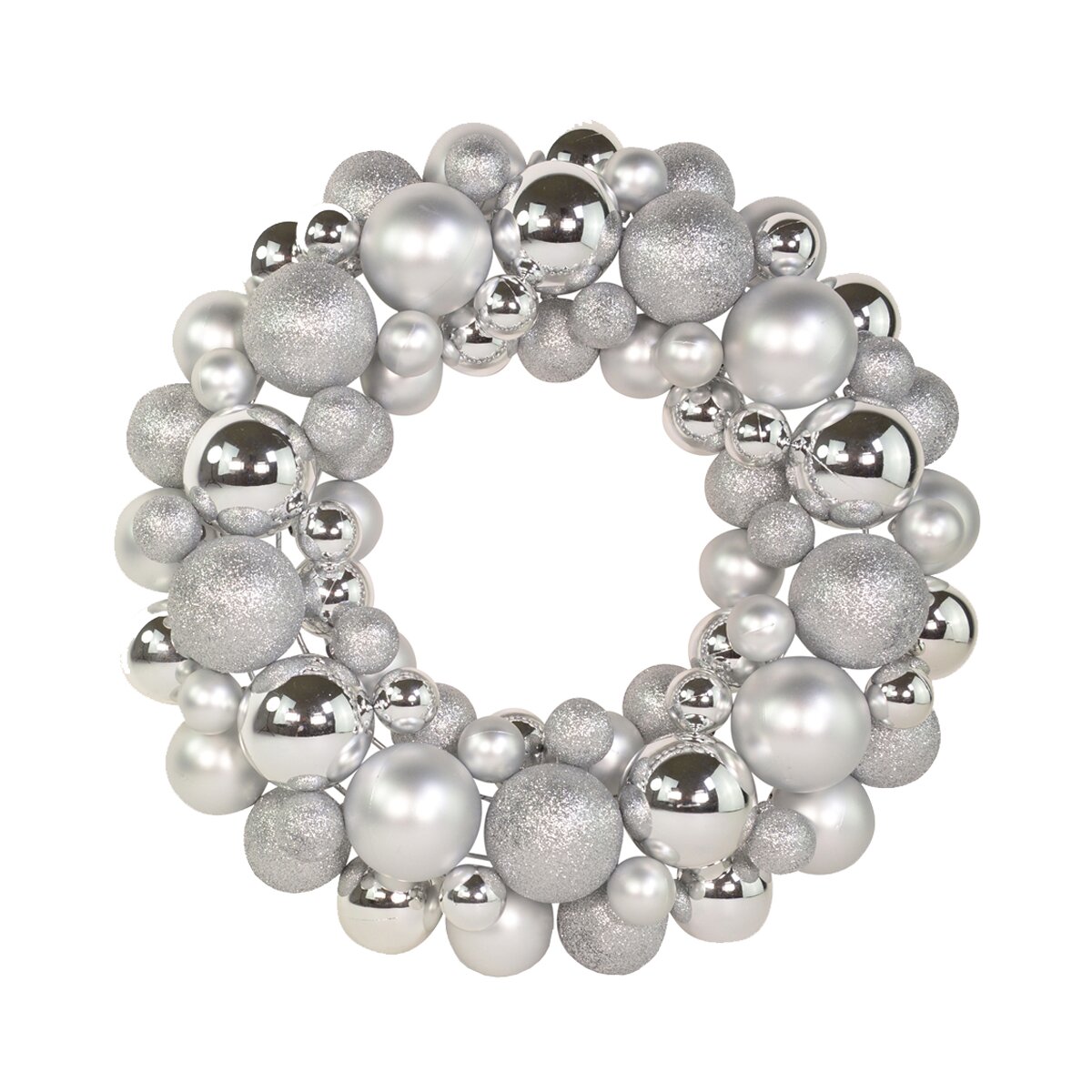 Türkranz Tischkranz Weihnachten mit Kugeln D:31 cm silber