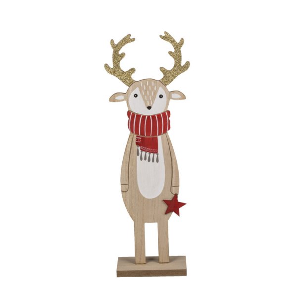 Rentier aus Holz auf Standfuß - Winterdekoration, Holzfigur Rentier, Weihnachtsdeko