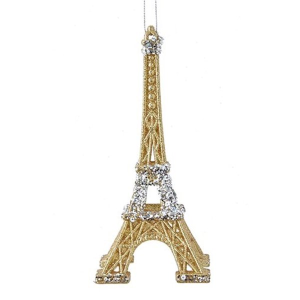 Baumschmuck Eiffelturm, Gold Glitzer - Paris - Baumkugel, Weihnachtsdeko, Christbaumkugel