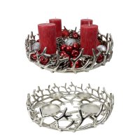 Großer Adventskranz aus Metall Alu Silber (D: 42...