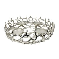 Großer Adventskranz aus Metall Alu Silber (D: 42...
