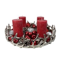 Großer Adventskranz aus Metall Alu Silber (D: 42 cm) - Weihnachtsdeko, Adventsdeko