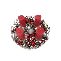 Großer Adventskranz aus Metall Alu Silber (D: 42 cm) - Weihnachtsdeko, Adventsdeko