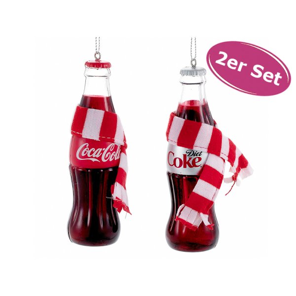 Baumschmuck Coca Cola Flasche, 2er Set - Baumkugel, Weihnachtsdeko, Christbaumkugel