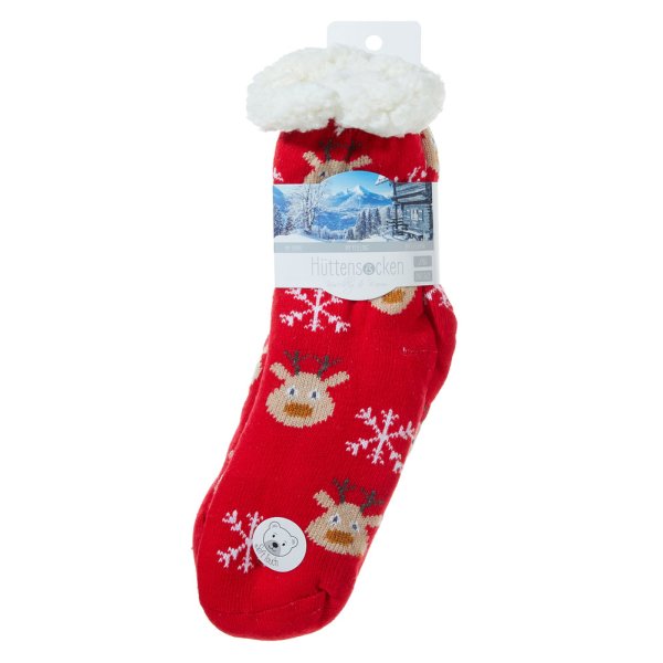 1 Paar Hüttensocken Weihnachten - Kuschelsocken, Wintersocken, Hausschuh Socken, Wohlfühlsocken