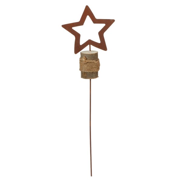Gartenstecker im Rost Design Stern auf Rundholz - Rostfigur, Gartendeko Weihnachten