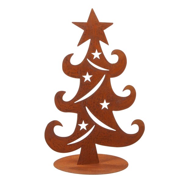 Dekofigur im Rost Design Weihnachtsbaum auf Platte - Rostfigur Tannenbaum, Rostdeko Haustüre