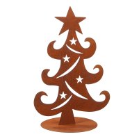Dekofigur im Rost Design Weihnachtsbaum auf Platte -...
