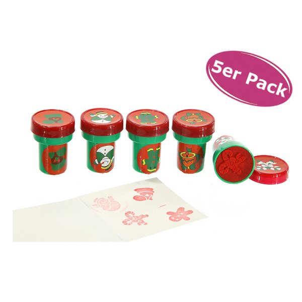 Kinderstempel mit weihnachtlichen Motiven, 5er Set - Motiv Stempel Weihnachten (z.B. zum Basteln)