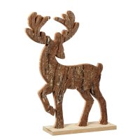 Hirschfigur aus Holz H:24 cm mit leichtem Goldglitzer,...