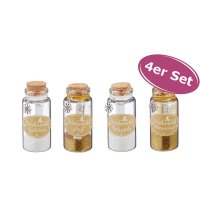 4er Set Weihnachts Glitzer Glasfläschchen mit...