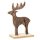 Kleine Hirschfigur Holz 15x11 cm, leichter Goldglitzer, Dekofigur, Weihnachts Deko, Winterdeko, Haustürdeko