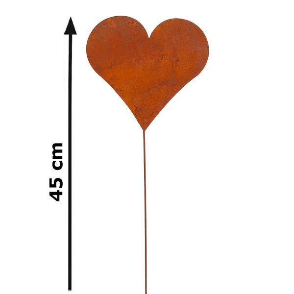 Gartenstecker Herz im Rost Design, H: 42 cm - Rostfigur für den Garten, Gartendeko