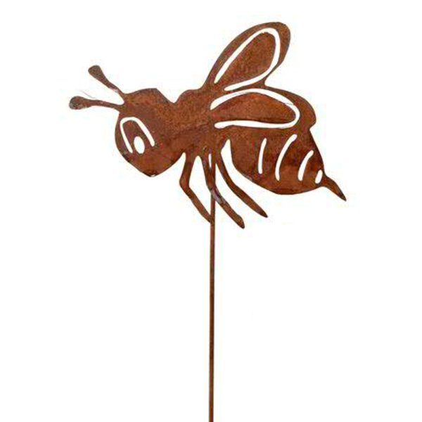 Blumenstecker Biene im Rost Design, H: 30 cm - Rostfigur für den Garten, Gartendeko, Blumenstecker