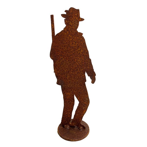 Dekofigur Jäger mit Jagdgewehr im Rost Design, Rostfigur für den Garten, Gartendeko, Metalldeko