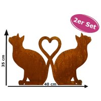 Dekofigur Katzen mit Herz im Rost Design, 2er Set,...