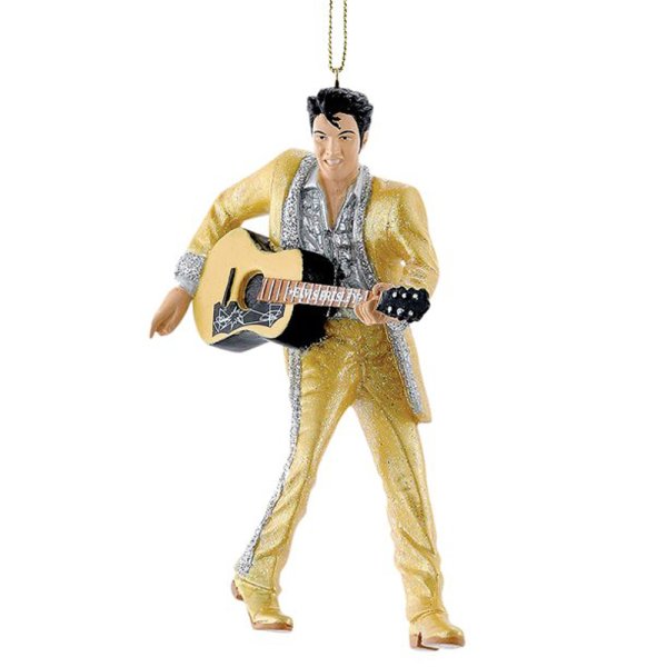 Baumschmuck Elvis Presley in Gold - Baumkugel Elvis, Weihnachtsdeko, Christbaumkugel, Weihnachten