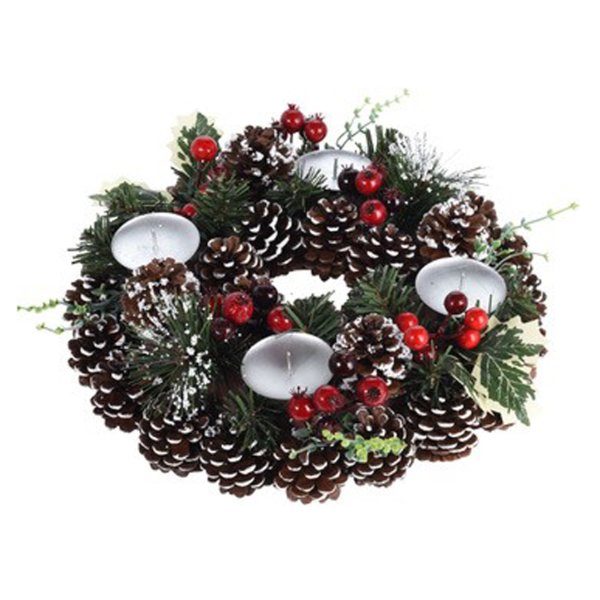 Adventskranz mit roten Beeren & Zapfen - tolle Weihnachtsdekoration, Adventsgesteck, Advent
