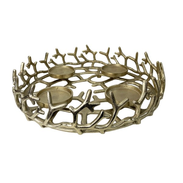 Groer Adventskranz aus Metall Alu gold (D: 42 cm) - Weihnachtsdeko, Adventsdeko