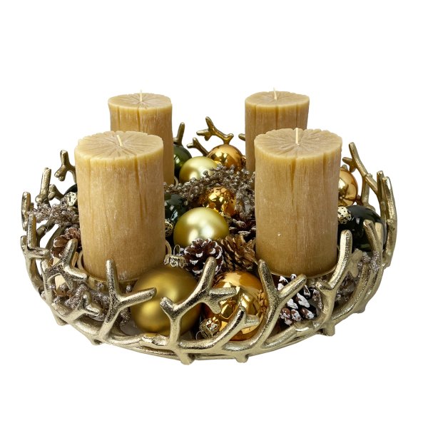 Groer Adventskranz aus Metall Alu gold (D: 42 cm) - Weihnachtsdeko, Adventsdeko