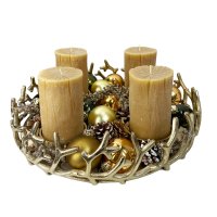 Großer Adventskranz aus Metall Alu gold (D: 42 cm) - Weihnachtsdeko, Adventsdeko