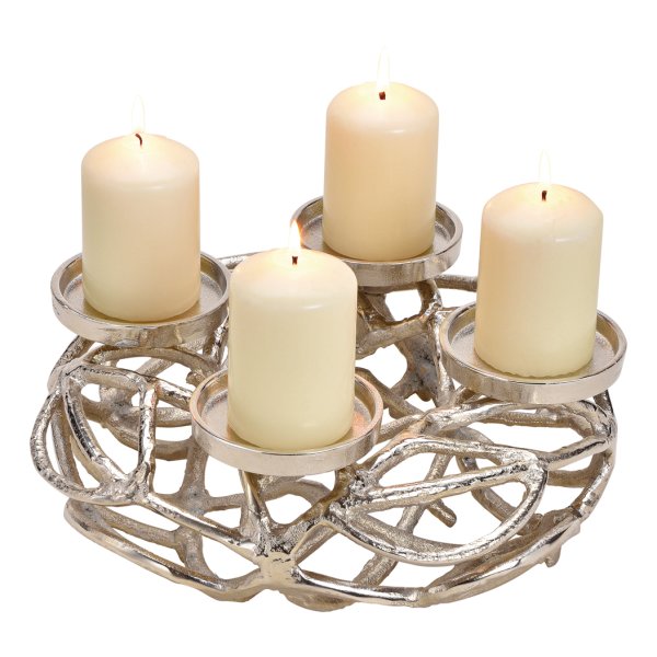 Adventskranz D: 30 cm aus Metall Alu Silber, Metall Zweige - Weihnachtsdeko, Adventsdeko