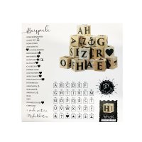 16 Holzwürfel DIY mit Buchstaben und Symbolen -...