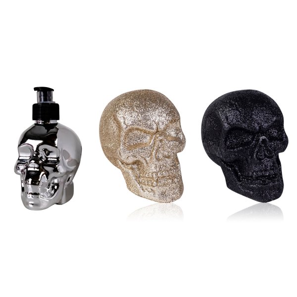 Flüssigseife im Pumpspender Totenkopf und 2er Set Deko Skull Männergeschenk