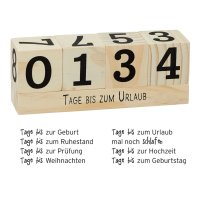 Countdown Würfel aus Holz - Tage bis - Countdown Zähler,...