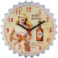 Retro Wanduhr im Kronkorken Design beige, Biere Blonde -...