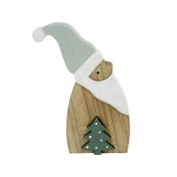 Santa mit Weihnachtsbaum - Winterdekoration, Holzfigur...