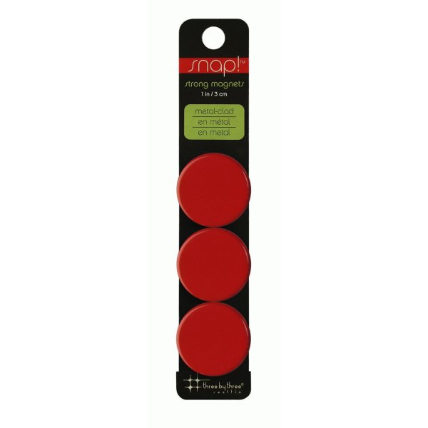 Snap Color Cap - 3er Packung Magnete (D: 3cm) - rot