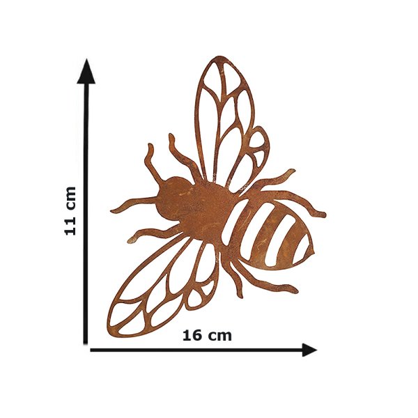 Dekofigur Biene im Rost Design 16cm, Rostfigur für den Garten, Gartendeko, Metalldeko