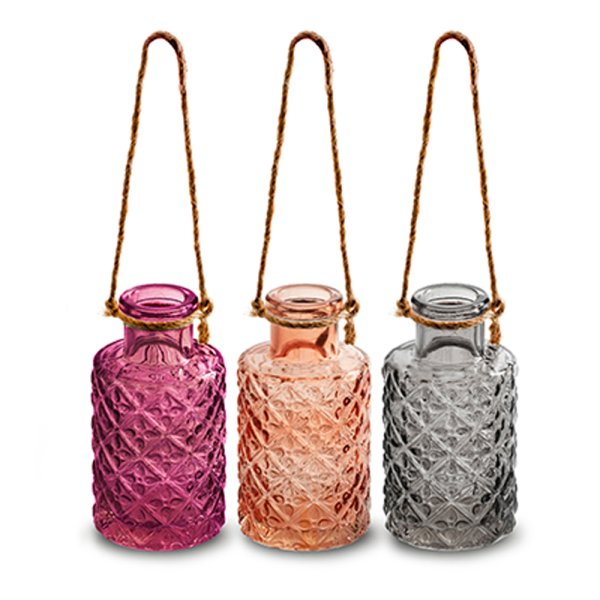 Kleine Vase "Lois" 3er Set, Kleine Glasvase  - Glasflasche, Tischdekoration, Glasvasen, Landhaus