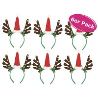 Haarreif Rentier mit Glöckchen, 6er Set -...