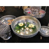 Glas Schwimmschale rund silber, D: 12 cm - Schwimmkerzen, Tischdeko, Teelichthalter